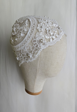 Tocado de, encaje, gorro de encaje para novia, Tocado para novia