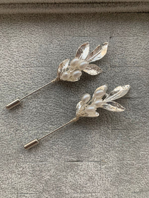 Boutonniere Distintivo Fistol Perlas Novio Boda
