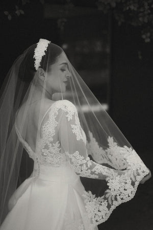 Velo Novia cenefa española Tul Veil
